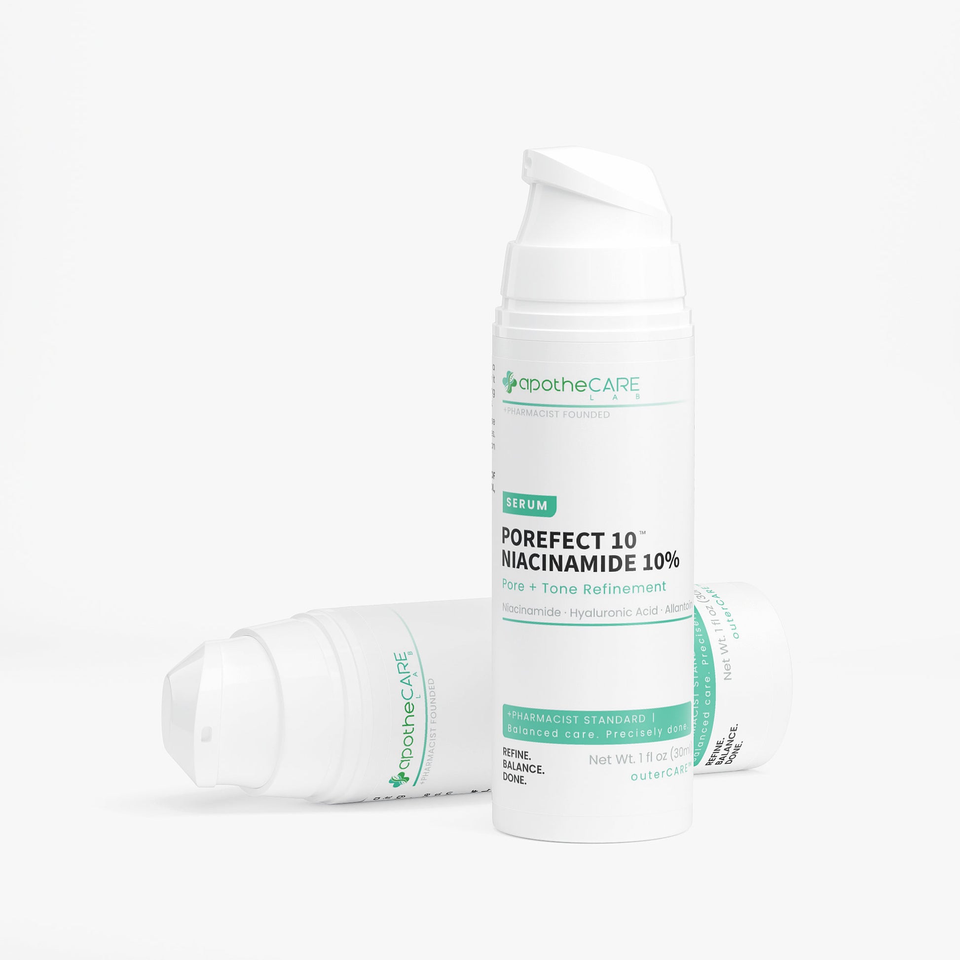 Two skincare products with 'apotheCARE' branding on a white background