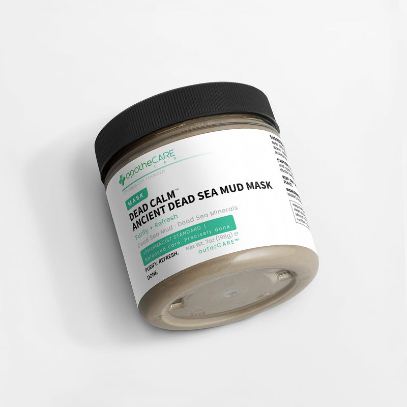 Jar of Dead Sea Mud Mask with 'apothecare' branding on a white background