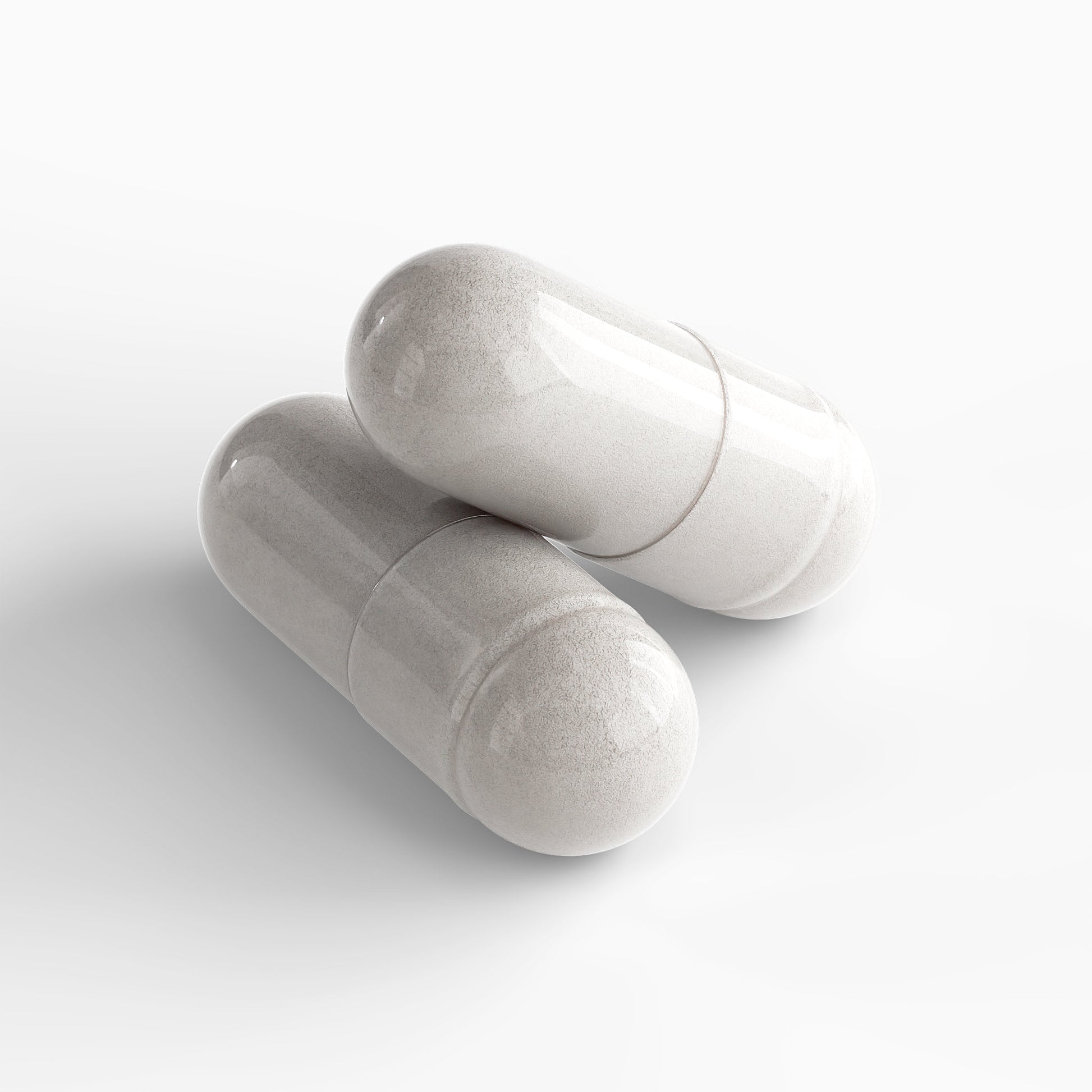 Two gray cylindrical objects on a white background
