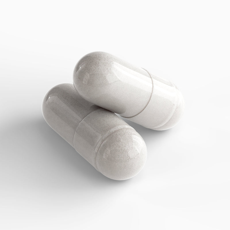 Two gray cylindrical objects on a white background