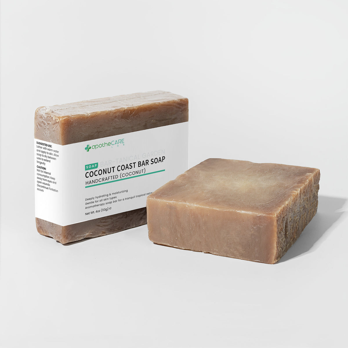 Coconut Coast Bar Soap with packaging on a white background