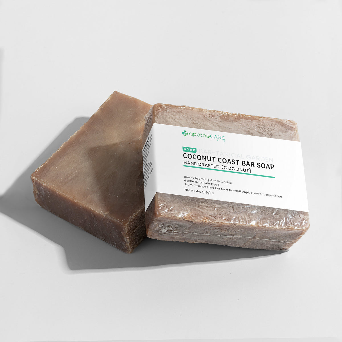 Coconut Coast Bar Soap with a label on a white background