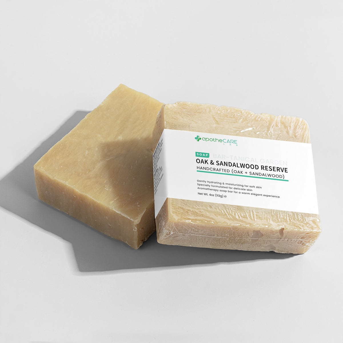 Two bars of soap with a label on a white background