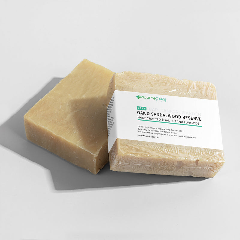 Two bars of soap with a label on a white background