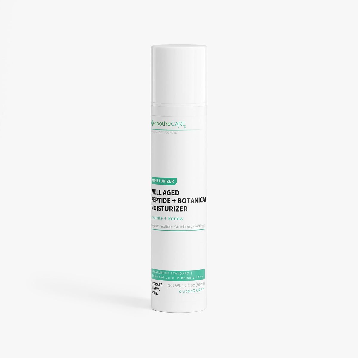 Skincare bottle with text on a white background