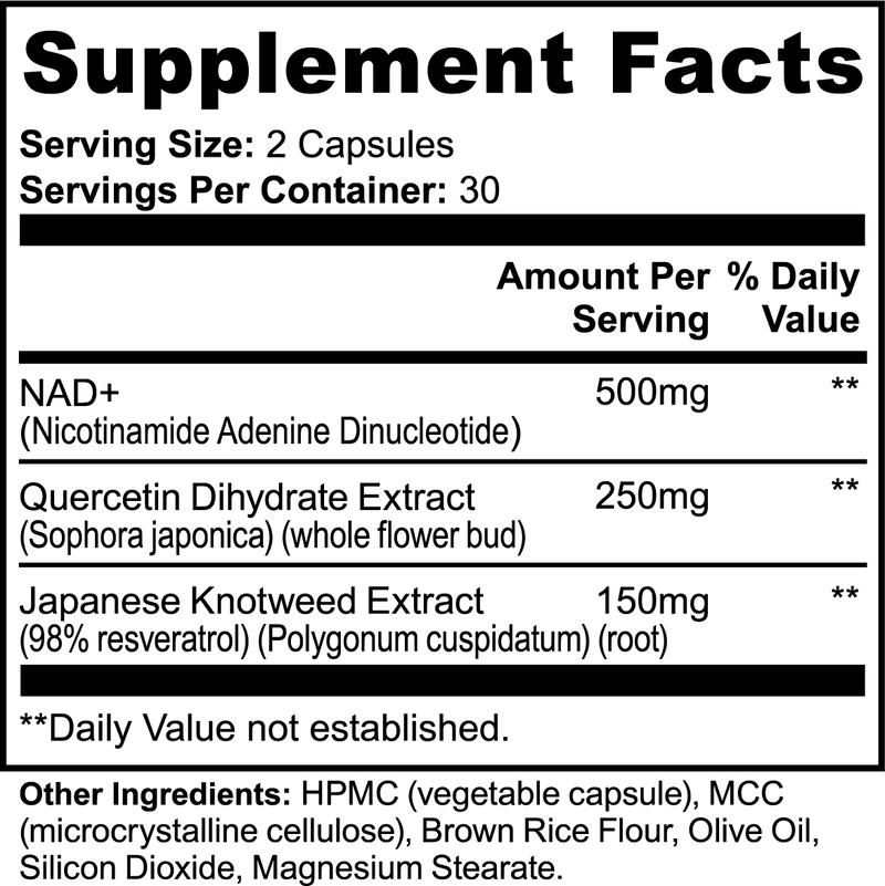 Supplement facts label on a white background.