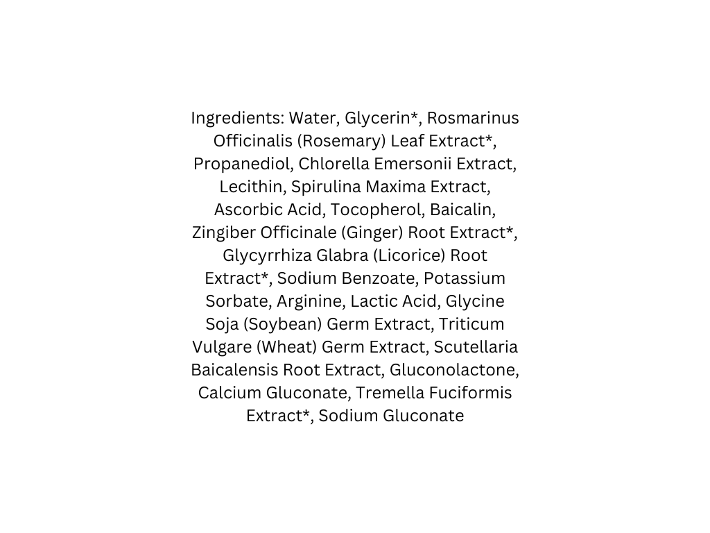 List of ingredients on a white background