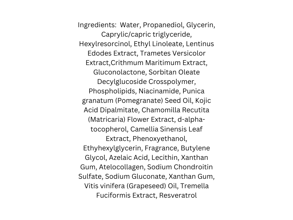 List of ingredients on a white background