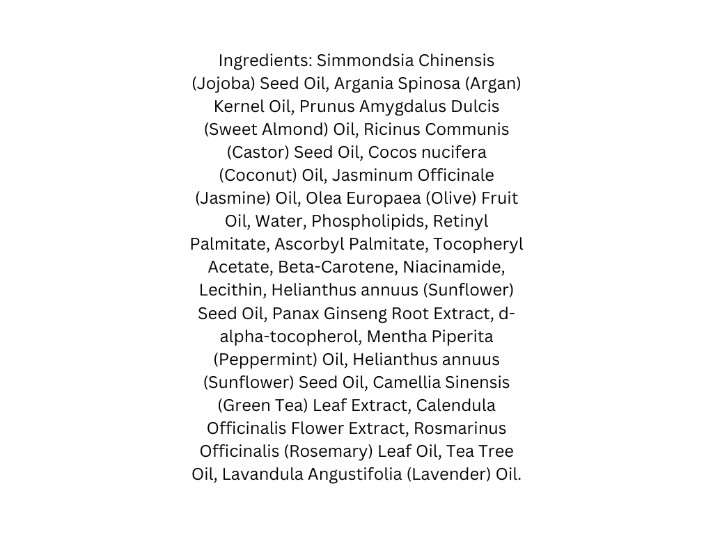 List of ingredients on a white background