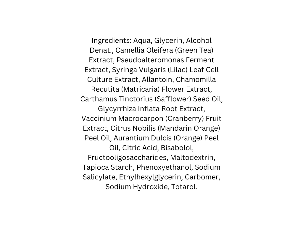 List of ingredients on a white background
