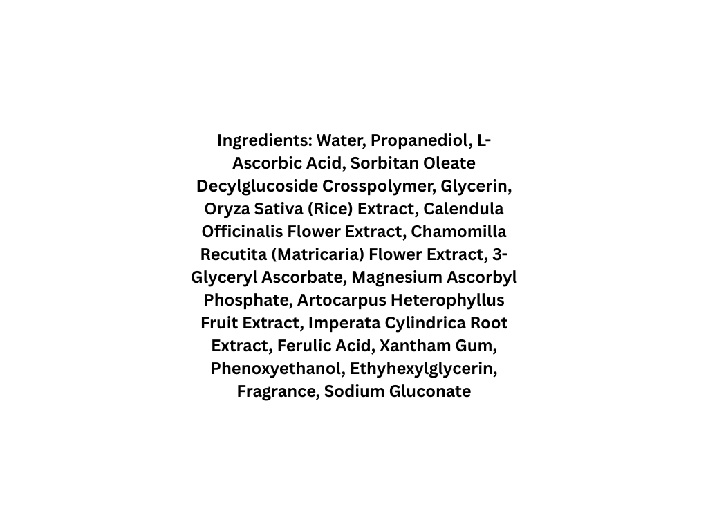List of ingredients on a white background