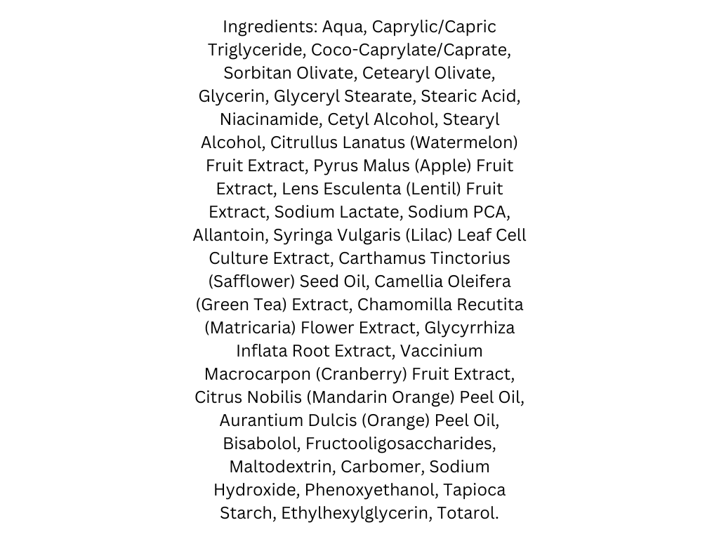 List of ingredients on a white background