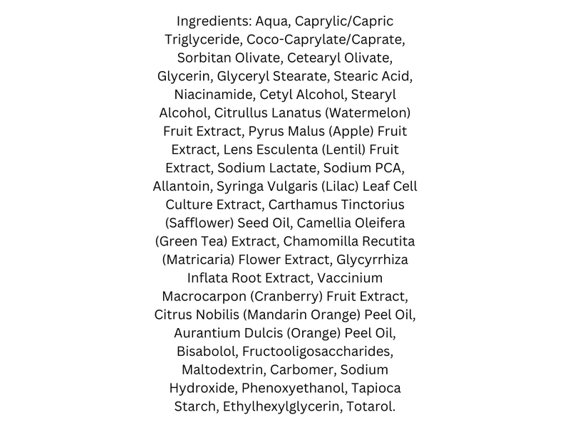 List of ingredients on a white background