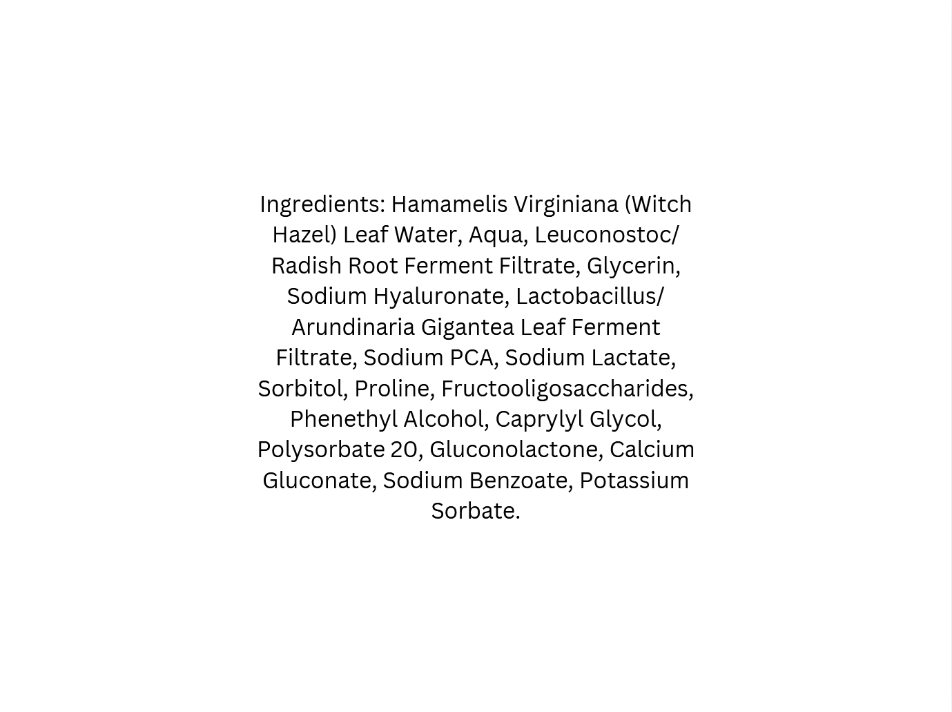 List of ingredients on a white background