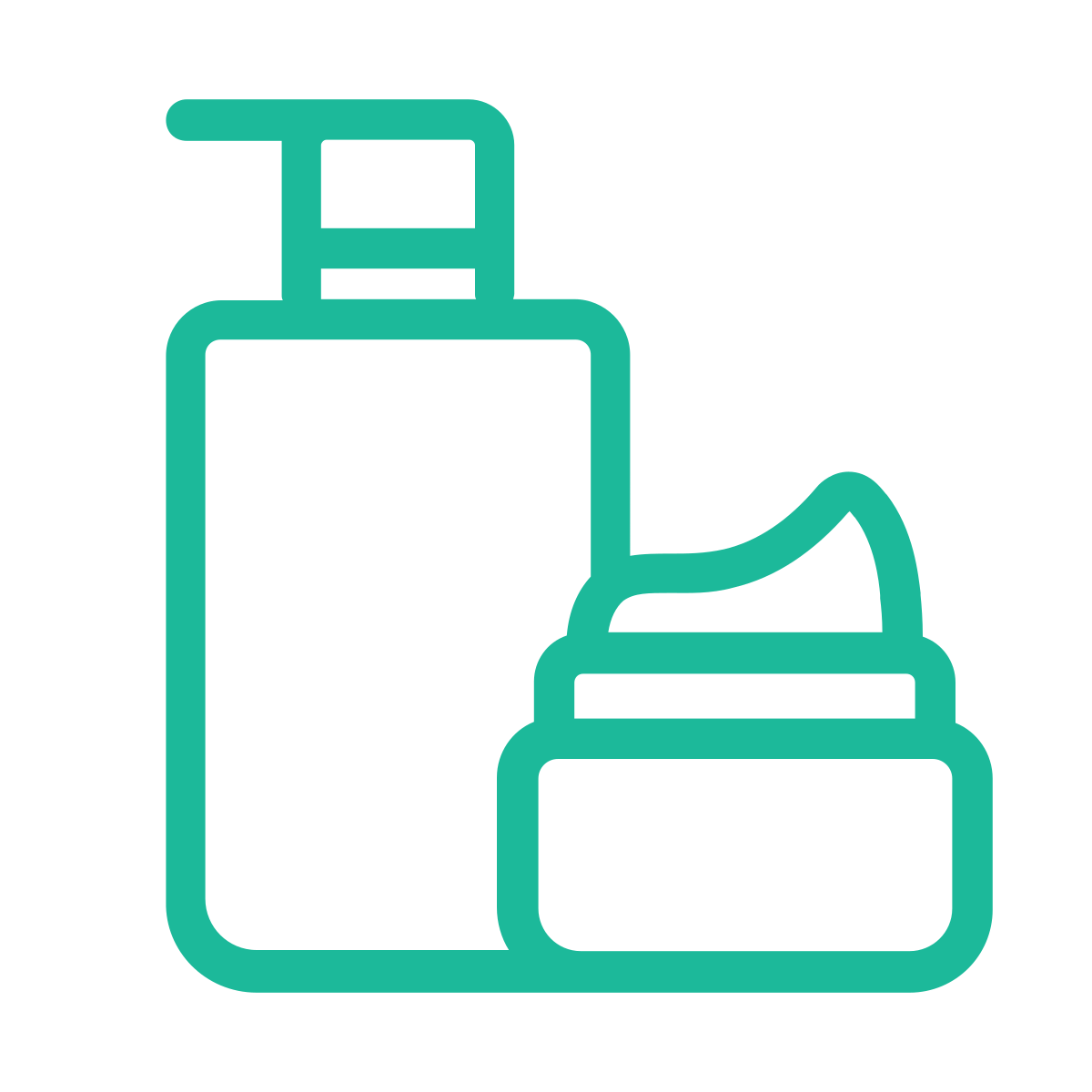 Outline of a bottle and jar on a white background