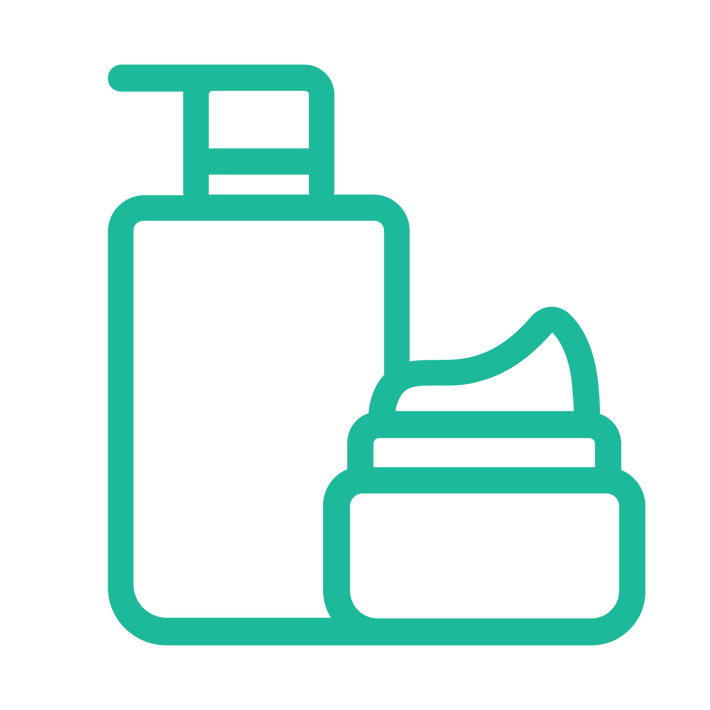 Outline of a bottle and jar on a white background